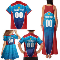 Custom Turks and Caicos Islands Rugby Family Matching Tank Maxi Dress and Hawaiian Shirt TCI Team Come On