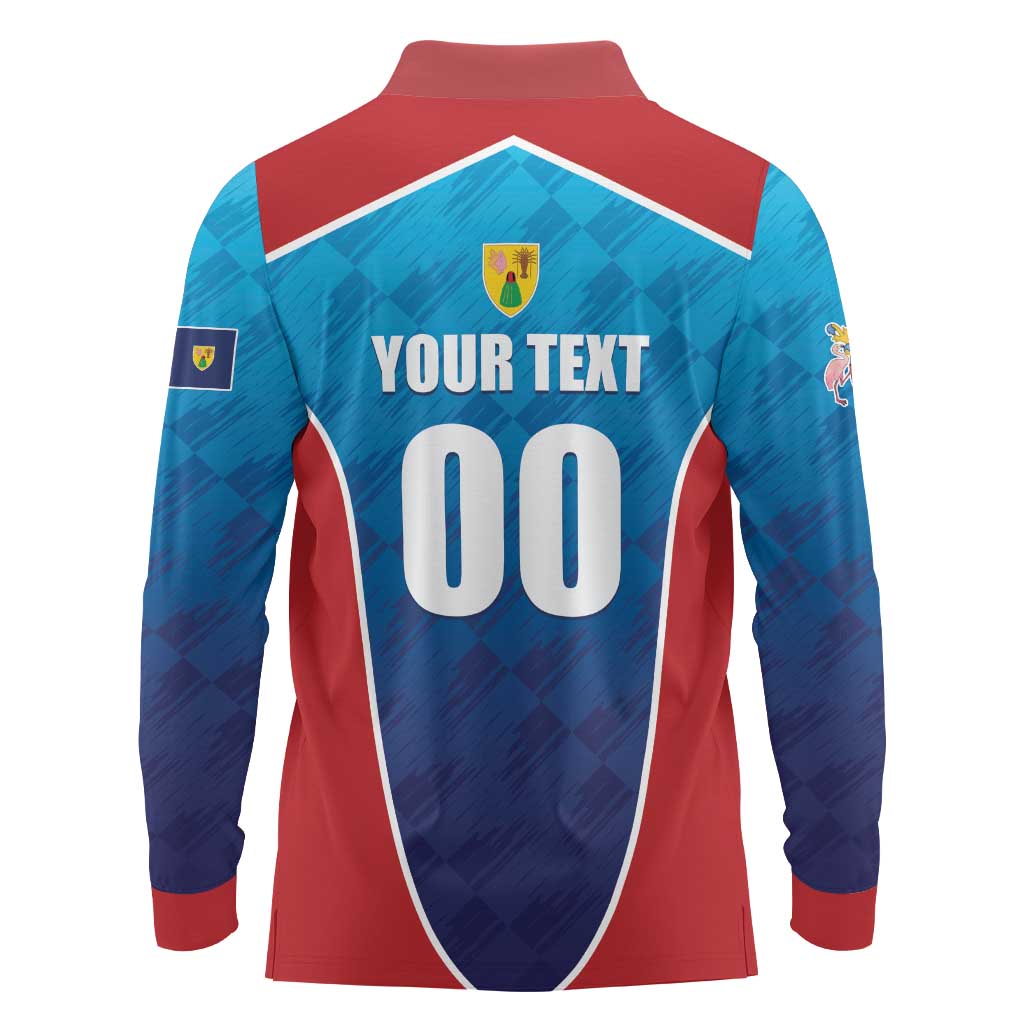 Custom Turks and Caicos Islands Rugby Long Sleeve Polo Shirt TCI Team Come On