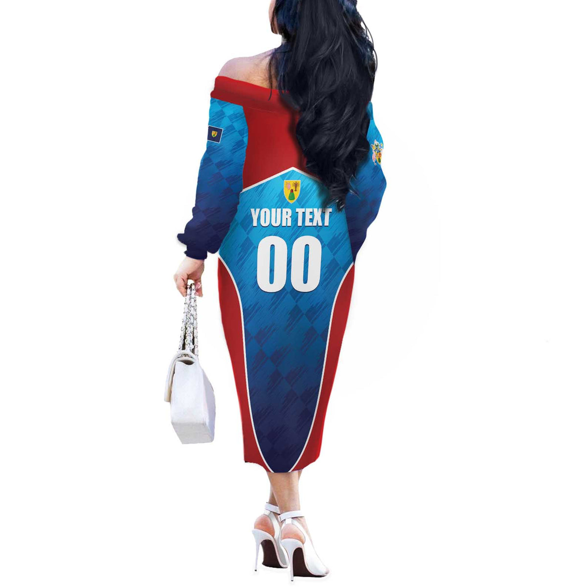 Custom Turks and Caicos Islands Rugby Off The Shoulder Long Sleeve Dress TCI Team Come On