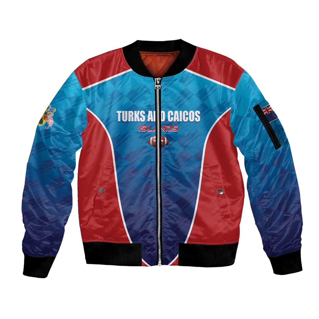 Custom Turks and Caicos Islands Rugby Sleeve Zip Bomber Jacket TCI Team Come On