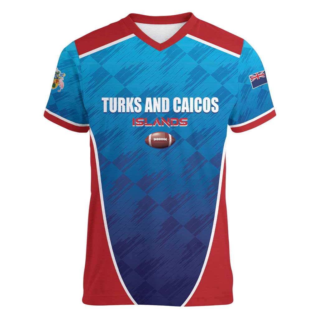 Custom Turks and Caicos Islands Rugby Women V-Neck T-Shirt TCI Team Come On