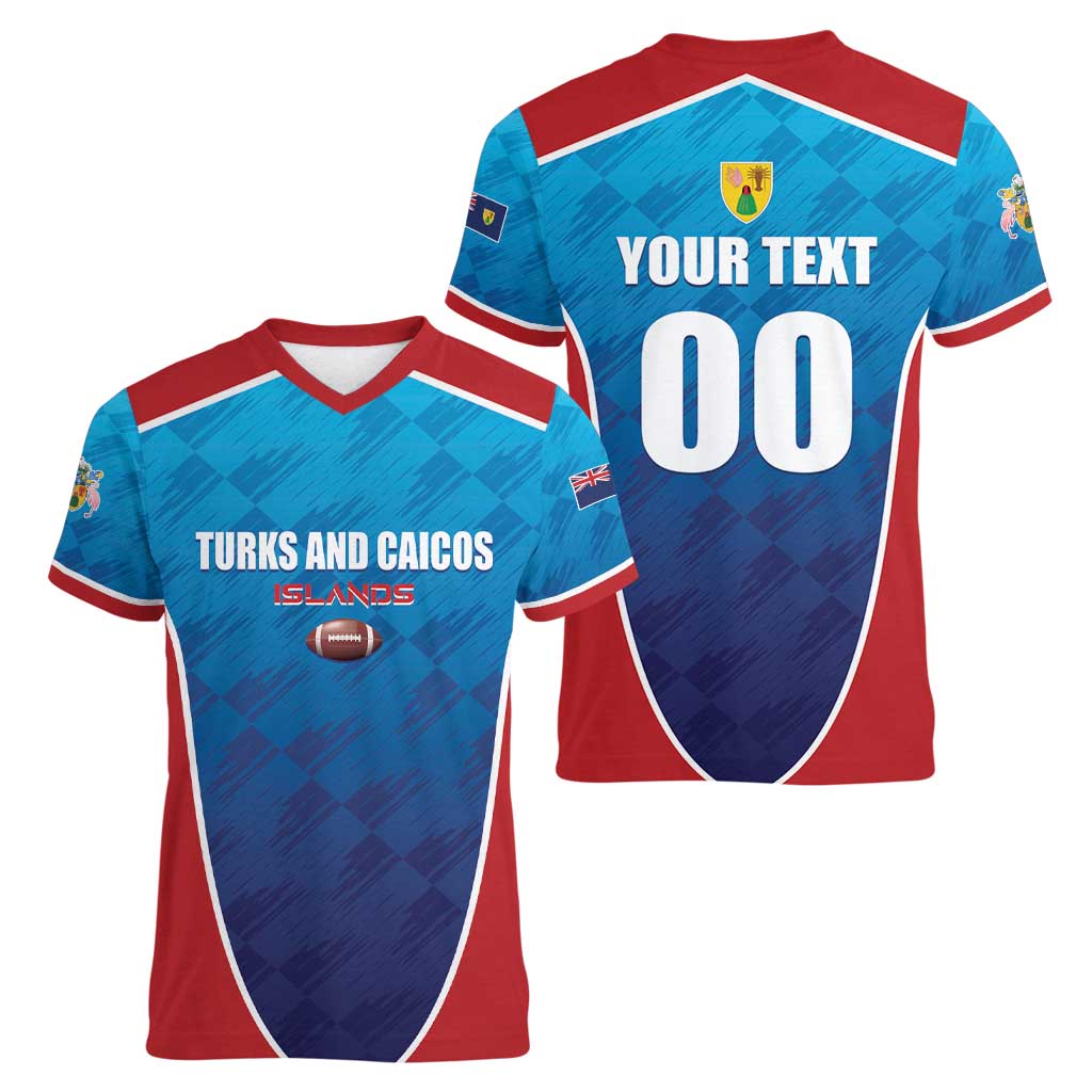 Custom Turks and Caicos Islands Rugby Women V-Neck T-Shirt TCI Team Come On