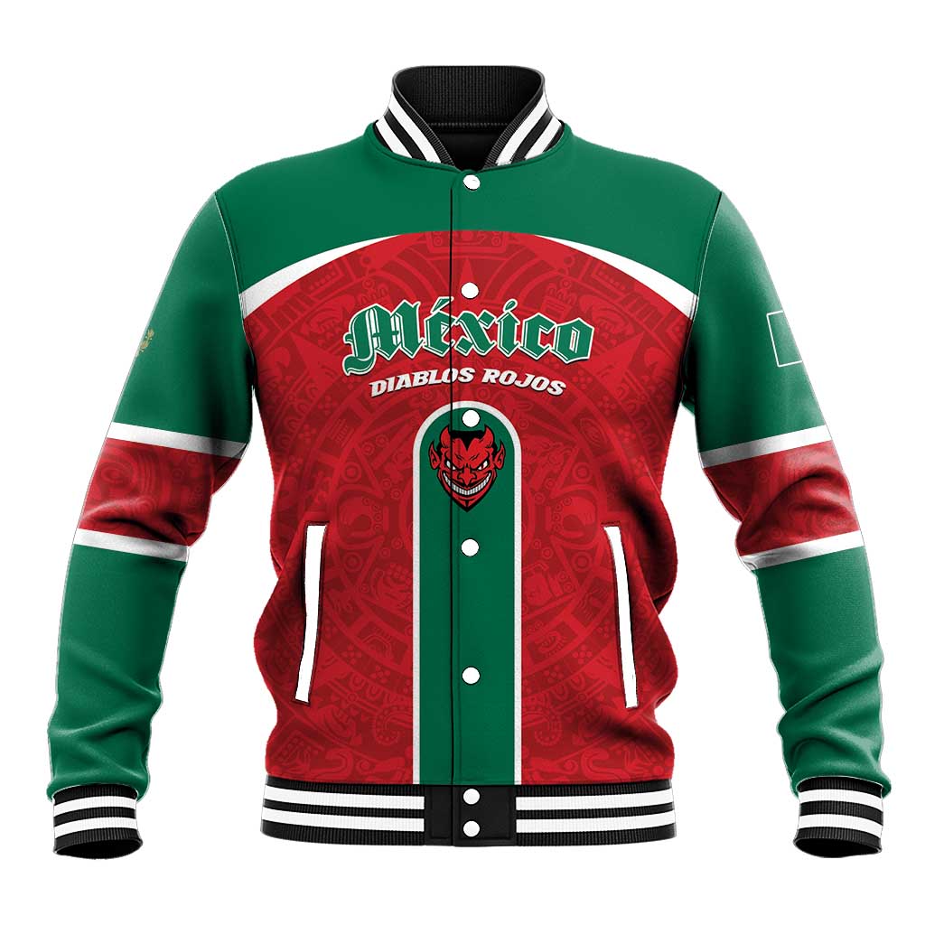 Custom Baseball Mexico Diablos Rojos Baseball Jacket Red Devils Aztec Pattern