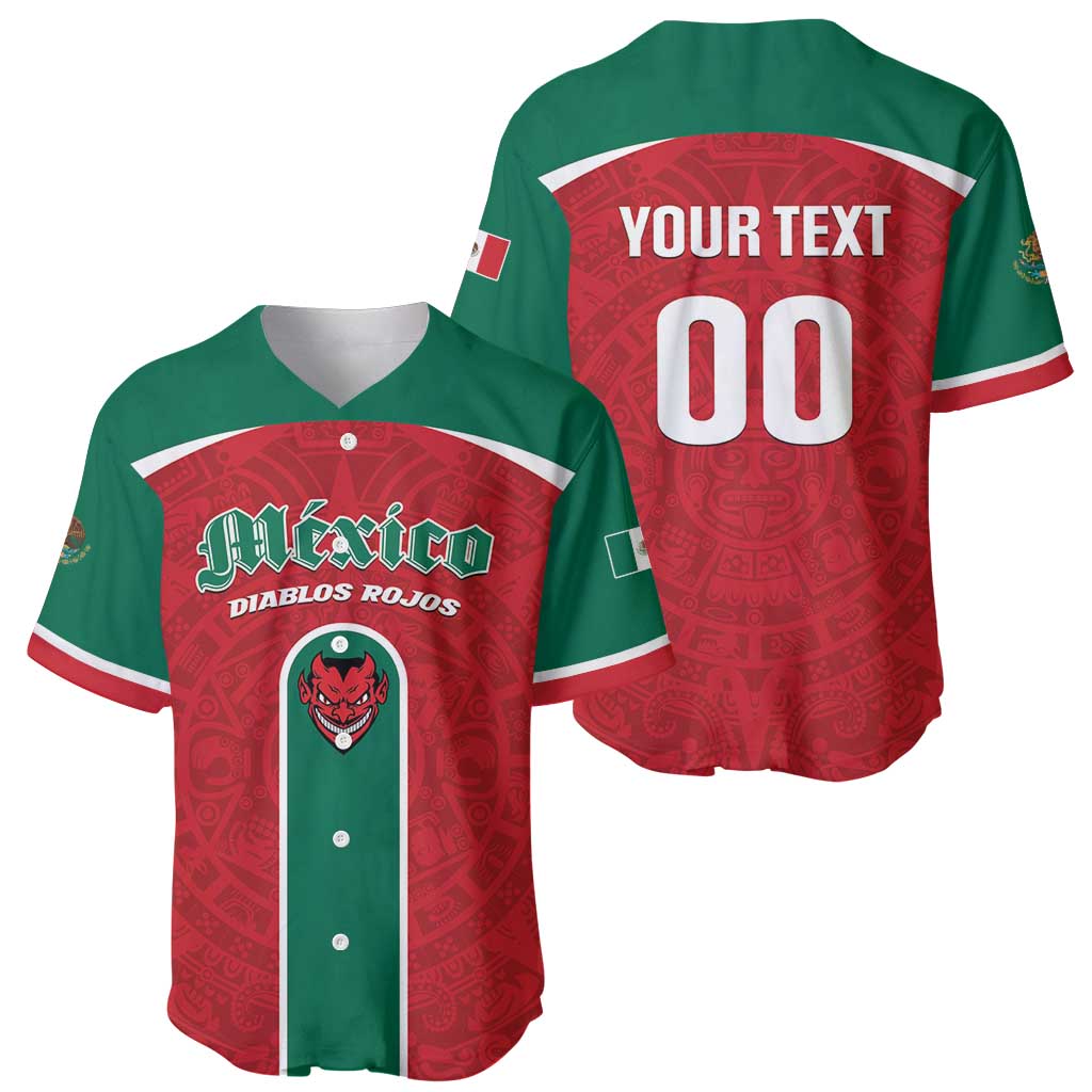 Custom Baseball Mexico Diablos Rojos Baseball Jersey Red Devils Aztec Pattern