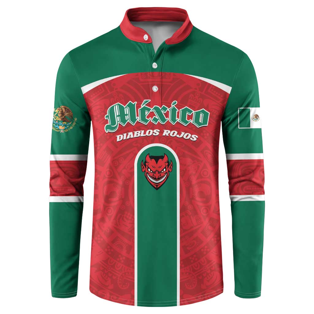 Custom Baseball Mexico Diablos Rojos Button Sweatshirt Red Devils Aztec Pattern