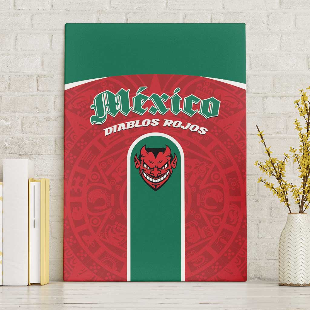Baseball Mexico Diablos Rojos Canvas Wall Art Red Devils Aztec Pattern