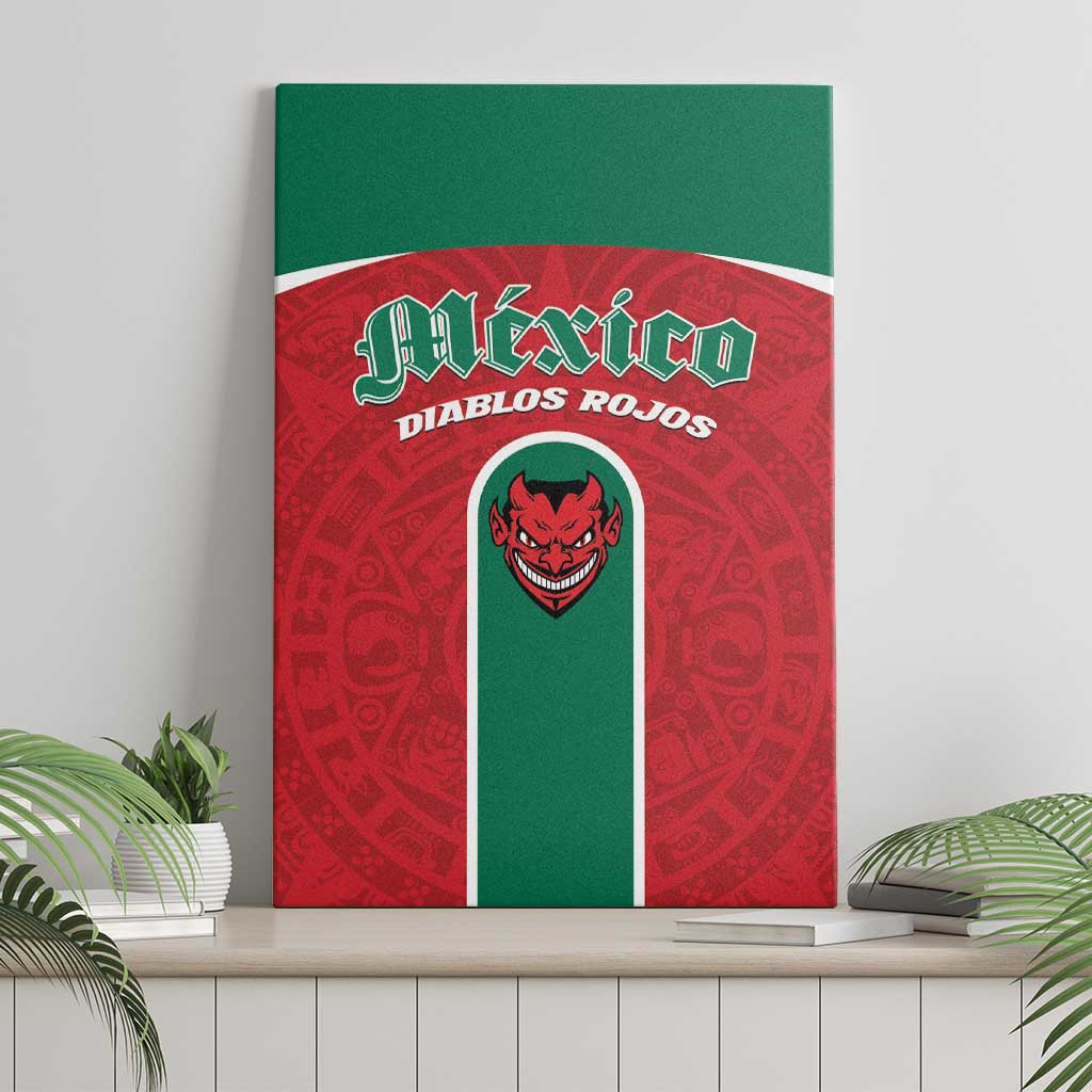 Baseball Mexico Diablos Rojos Canvas Wall Art Red Devils Aztec Pattern