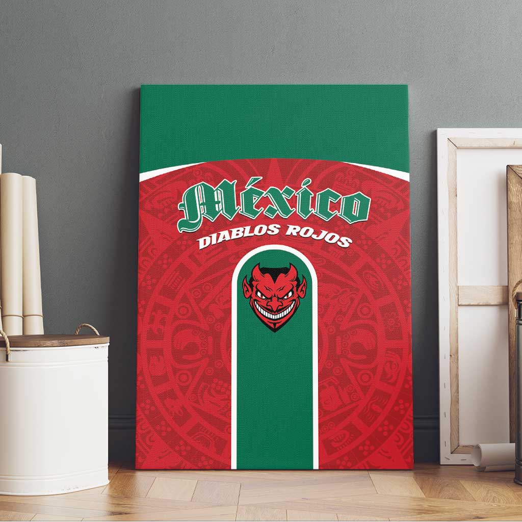 Baseball Mexico Diablos Rojos Canvas Wall Art Red Devils Aztec Pattern