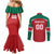 Custom Baseball Mexico Diablos Rojos Couples Matching Mermaid Dress and Long Sleeve Button Shirt Red Devils Aztec Pattern