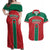 Custom Baseball Mexico Diablos Rojos Couples Matching Off Shoulder Maxi Dress and Hawaiian Shirt Red Devils Aztec Pattern