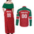 Custom Baseball Mexico Diablos Rojos Couples Matching Off Shoulder Maxi Dress and Long Sleeve Button Shirt Red Devils Aztec Pattern
