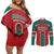 Custom Baseball Mexico Diablos Rojos Couples Matching Off Shoulder Short Dress and Long Sleeve Button Shirt Red Devils Aztec Pattern