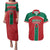 Custom Baseball Mexico Diablos Rojos Couples Matching Puletasi and Hawaiian Shirt Red Devils Aztec Pattern