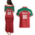 Custom Baseball Mexico Diablos Rojos Couples Matching Puletasi and Hawaiian Shirt Red Devils Aztec Pattern
