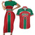 Custom Baseball Mexico Diablos Rojos Couples Matching Short Sleeve Bodycon Dress and Hawaiian Shirt Red Devils Aztec Pattern