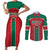 Custom Baseball Mexico Diablos Rojos Couples Matching Short Sleeve Bodycon Dress and Long Sleeve Button Shirt Red Devils Aztec Pattern