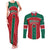 Custom Baseball Mexico Diablos Rojos Couples Matching Tank Maxi Dress and Long Sleeve Button Shirt Red Devils Aztec Pattern