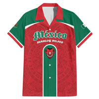 Custom Baseball Mexico Diablos Rojos Family Matching Mermaid Dress and Hawaiian Shirt Red Devils Aztec Pattern