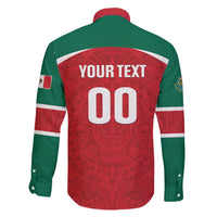 Custom Baseball Mexico Diablos Rojos Family Matching Off The Shoulder Long Sleeve Dress and Hawaiian Shirt Red Devils Aztec Pattern