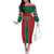 Custom Baseball Mexico Diablos Rojos Family Matching Off The Shoulder Long Sleeve Dress and Hawaiian Shirt Red Devils Aztec Pattern