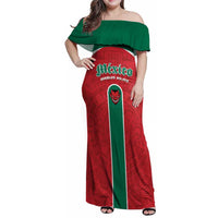 Custom Baseball Mexico Diablos Rojos Family Matching Off Shoulder Maxi Dress and Hawaiian Shirt Red Devils Aztec Pattern