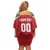 Custom Baseball Mexico Diablos Rojos Family Matching Off Shoulder Short Dress and Hawaiian Shirt Red Devils Aztec Pattern