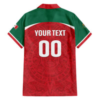 Custom Baseball Mexico Diablos Rojos Family Matching Short Sleeve Bodycon Dress and Hawaiian Shirt Red Devils Aztec Pattern