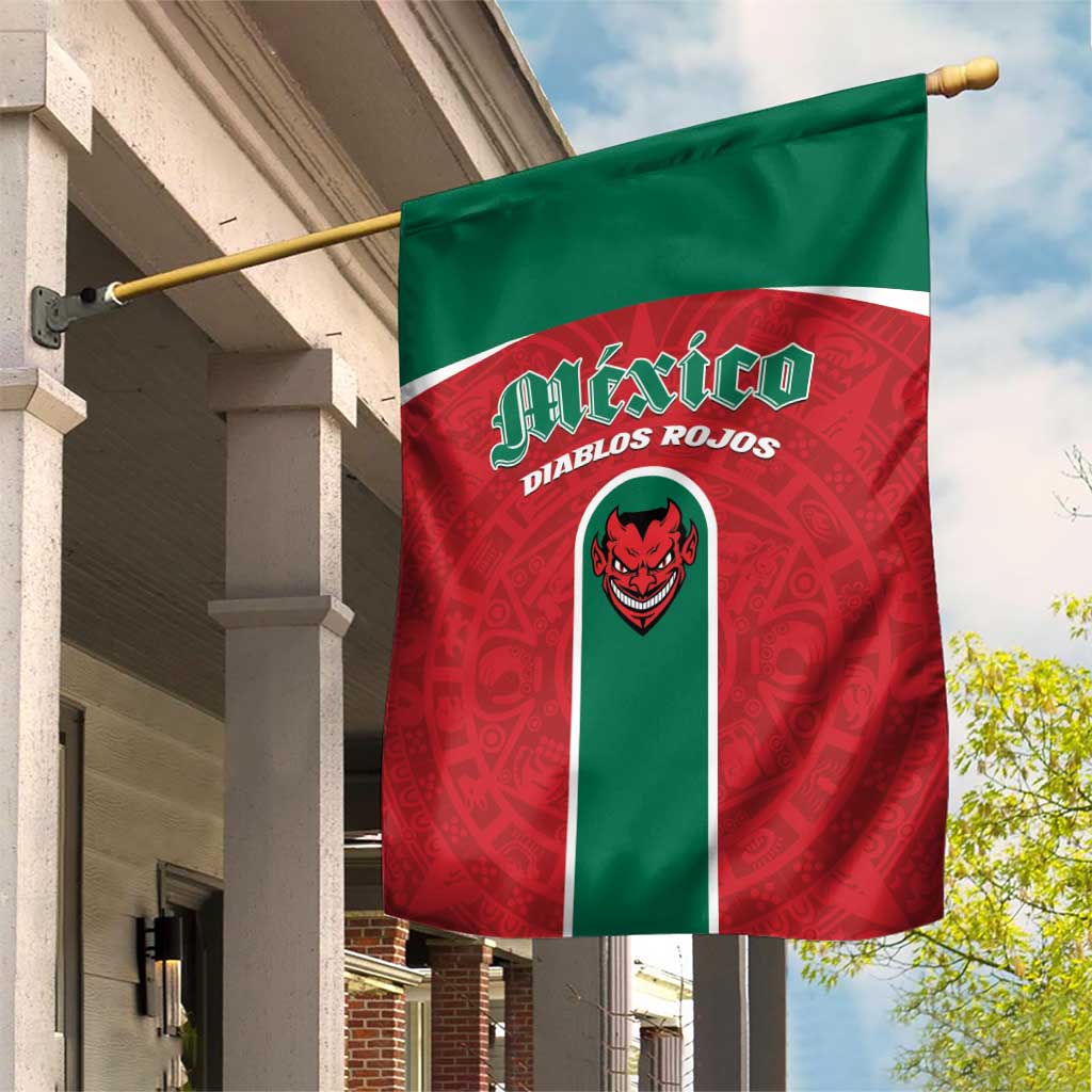 Baseball Mexico Diablos Rojos Garden Flag Red Devils Aztec Pattern