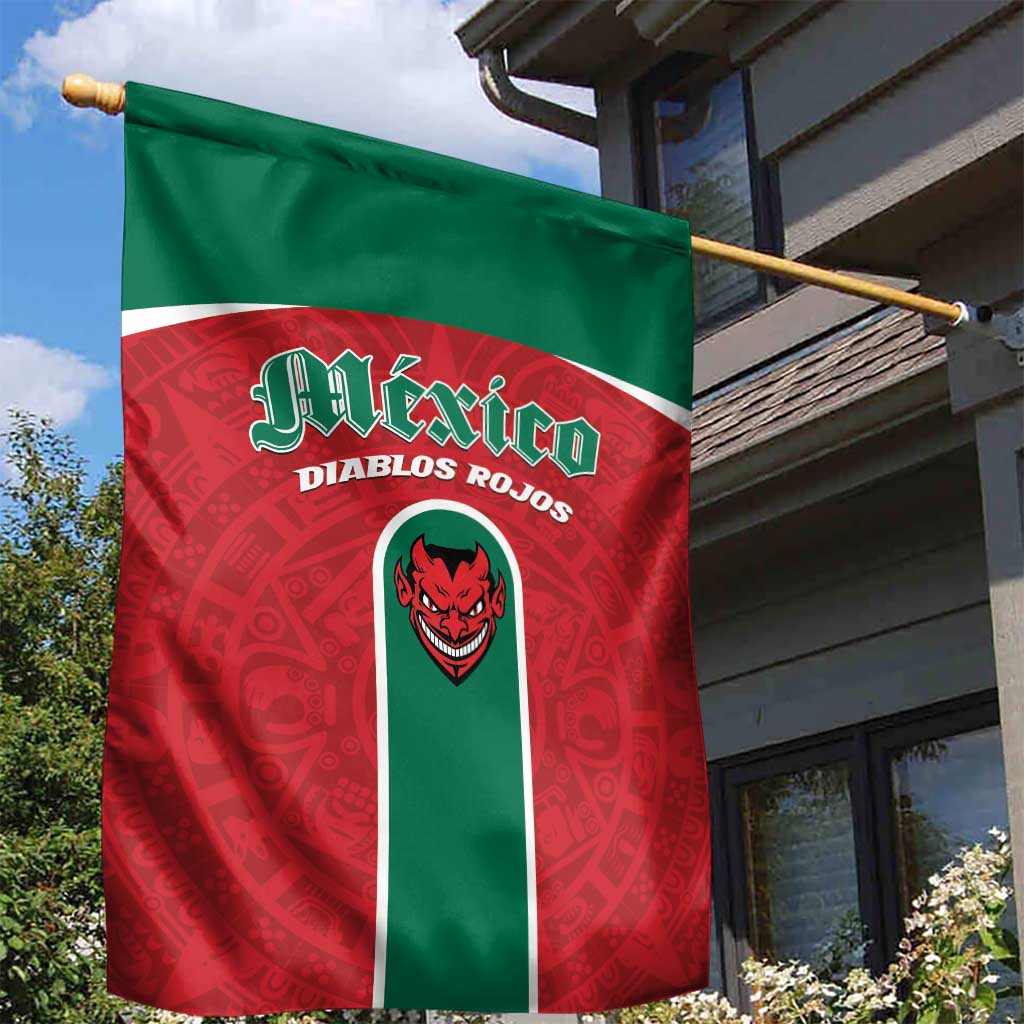 Baseball Mexico Diablos Rojos Garden Flag Red Devils Aztec Pattern