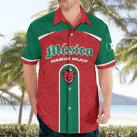 Custom Baseball Mexico Diablos Rojos Hawaiian Shirt Red Devils Aztec Pattern