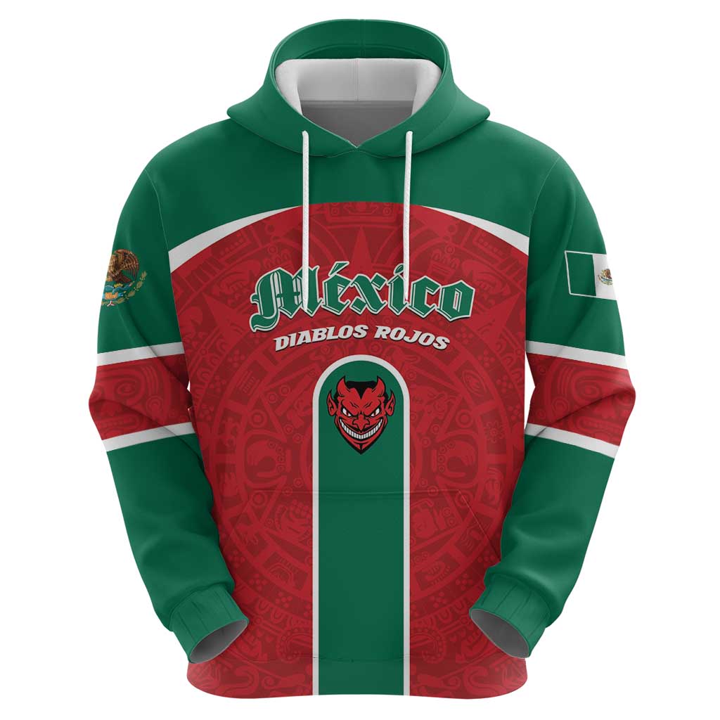 Custom Baseball Mexico Diablos Rojos Hoodie Red Devils Aztec Pattern