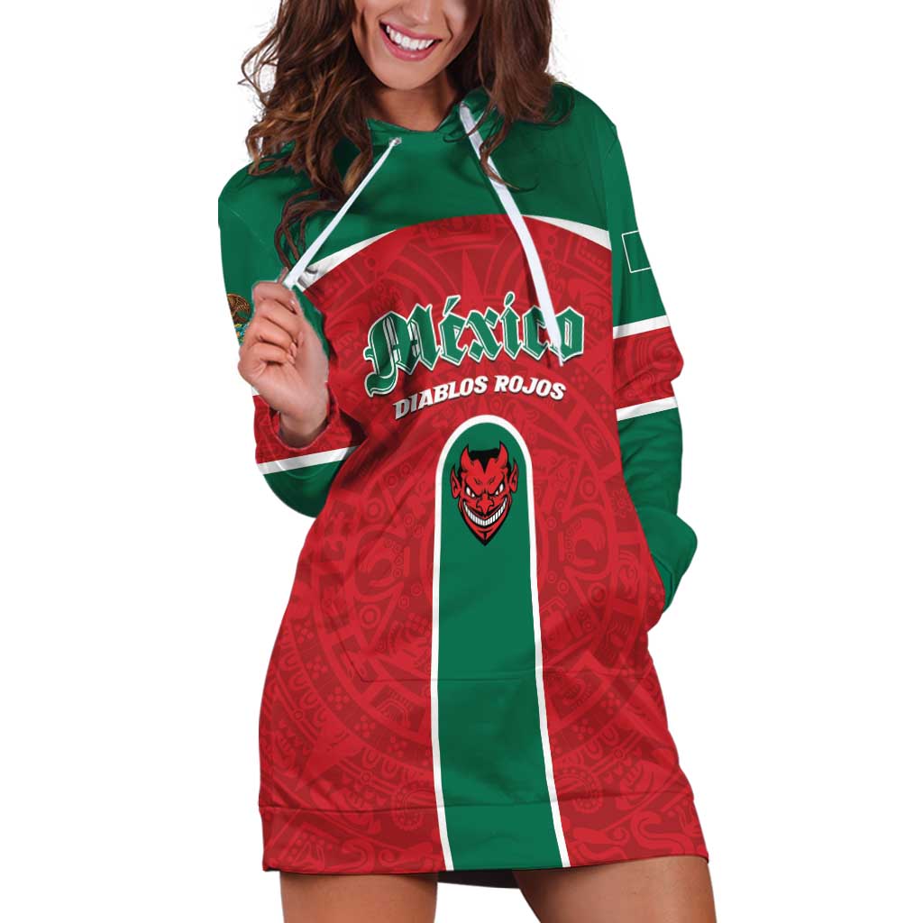 Custom Baseball Mexico Diablos Rojos Hoodie Dress Red Devils Aztec Pattern