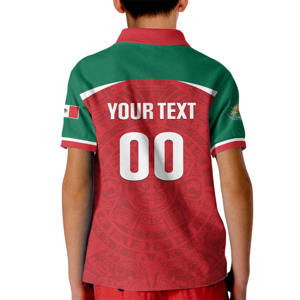 Custom Baseball Mexico Diablos Rojos Kid Polo Shirt Red Devils Aztec Pattern