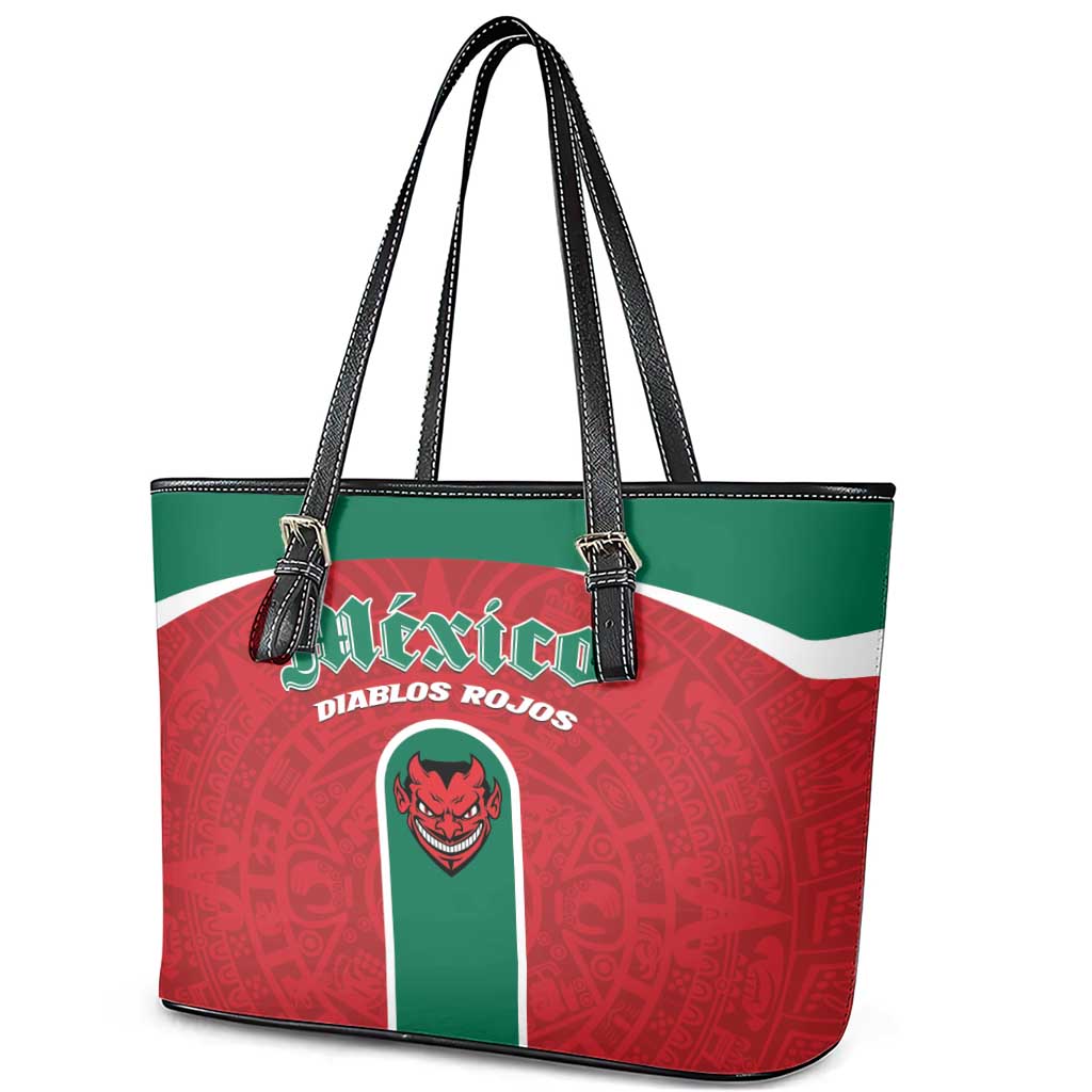 Baseball Mexico Diablos Rojos Leather Tote Bag Red Devils Aztec Pattern