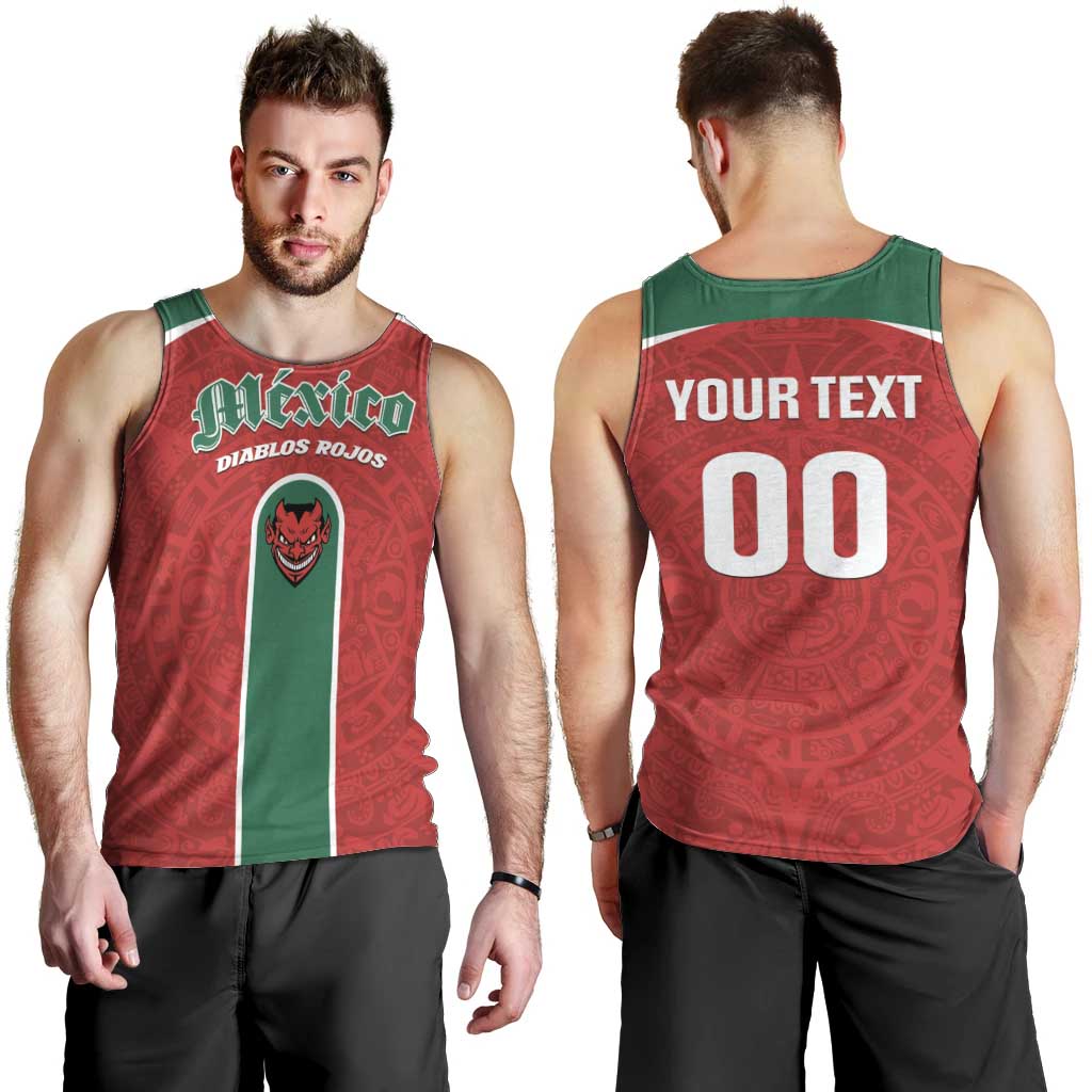 Custom Baseball Mexico Diablos Rojos Men Tank Top Red Devils Aztec Pattern
