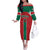Custom Baseball Mexico Diablos Rojos Off The Shoulder Long Sleeve Dress Red Devils Aztec Pattern