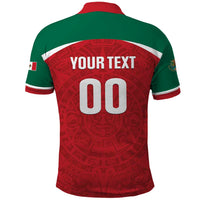 Custom Baseball Mexico Diablos Rojos Polo Shirt Red Devils Aztec Pattern