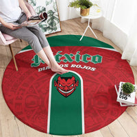 Baseball Mexico Diablos Rojos Round Carpet Red Devils Aztec Pattern