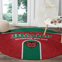 Baseball Mexico Diablos Rojos Round Carpet Red Devils Aztec Pattern