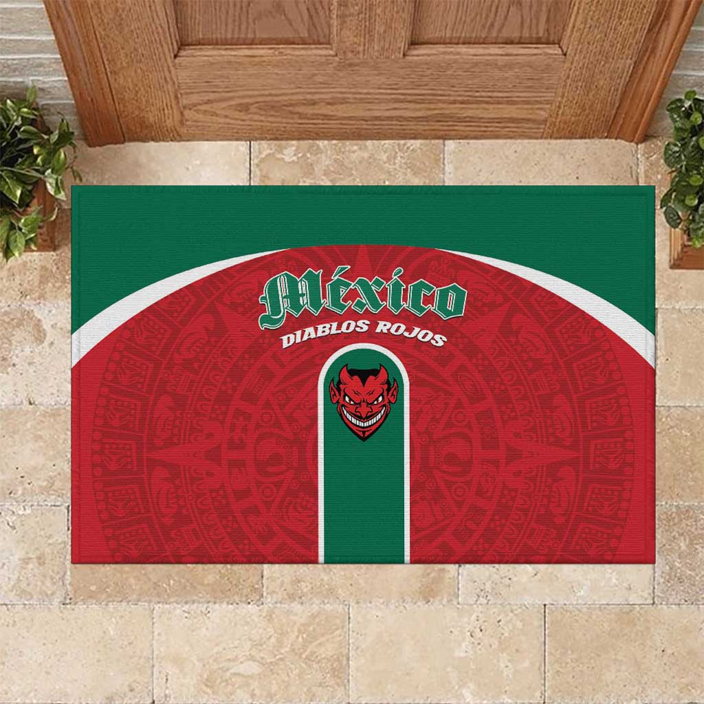 Baseball Mexico Diablos Rojos Rubber Doormat Red Devils Aztec Pattern