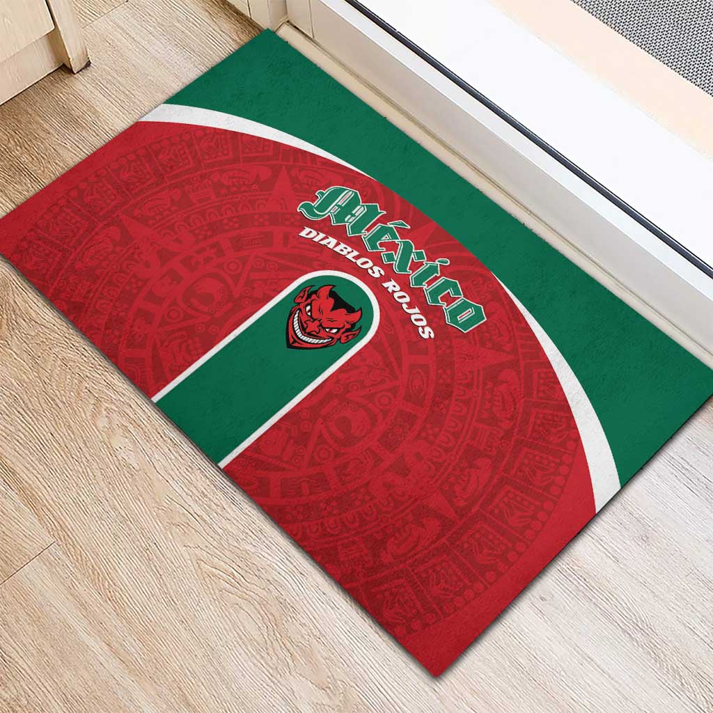 Baseball Mexico Diablos Rojos Rubber Doormat Red Devils Aztec Pattern
