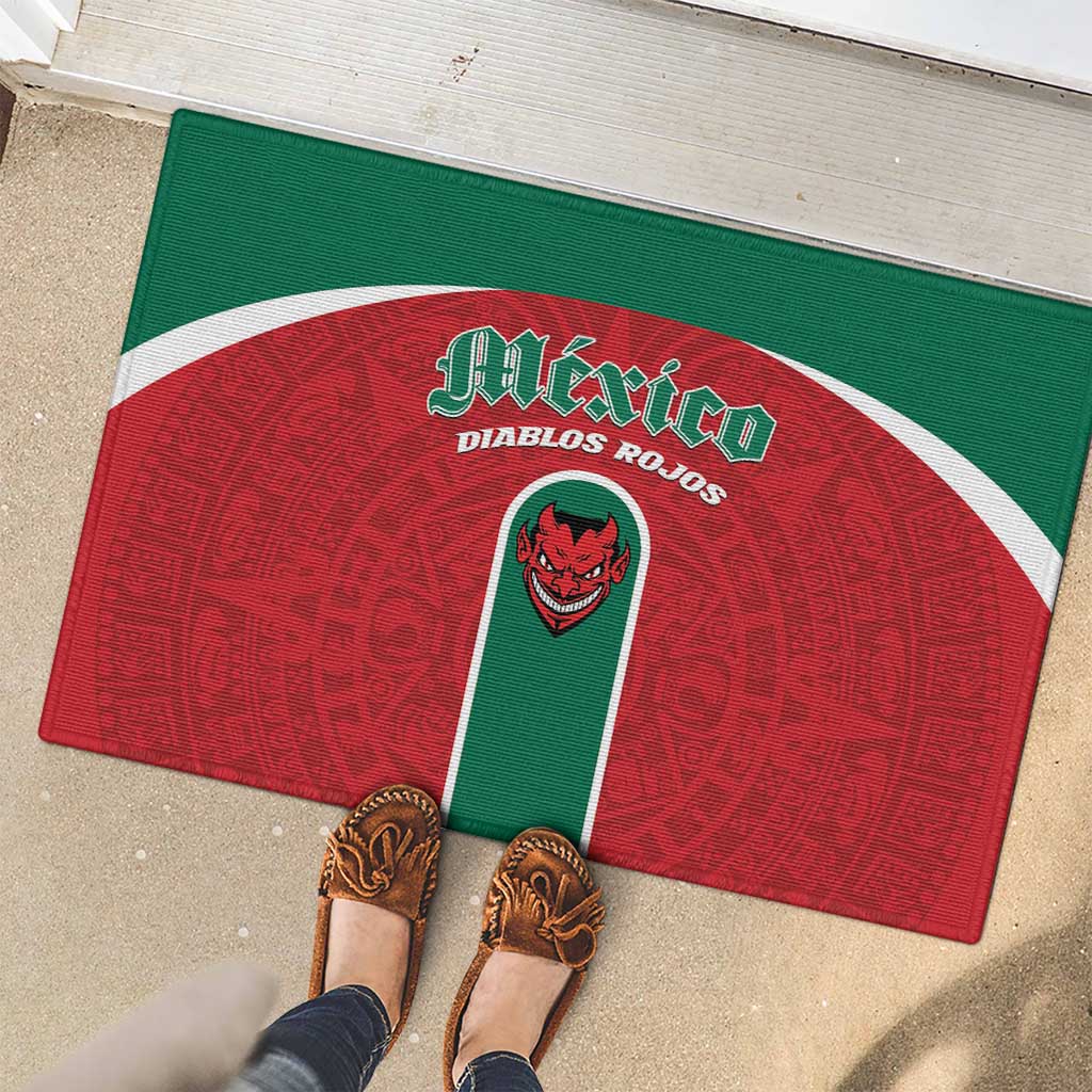 Baseball Mexico Diablos Rojos Rubber Doormat Red Devils Aztec Pattern