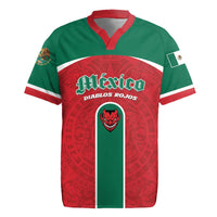 Custom Baseball Mexico Diablos Rojos Rugby Jersey Red Devils Aztec Pattern