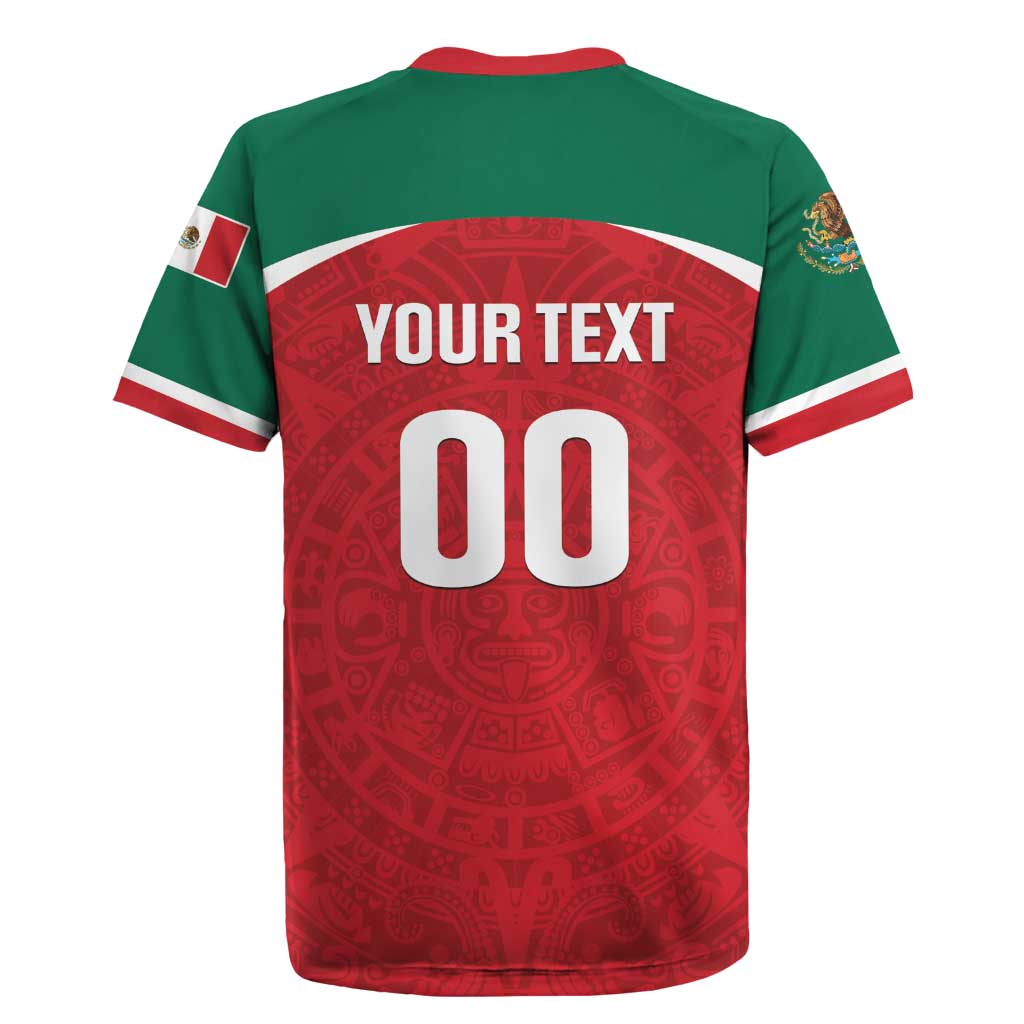 Custom Baseball Mexico Diablos Rojos Rugby Jersey Red Devils Aztec Pattern