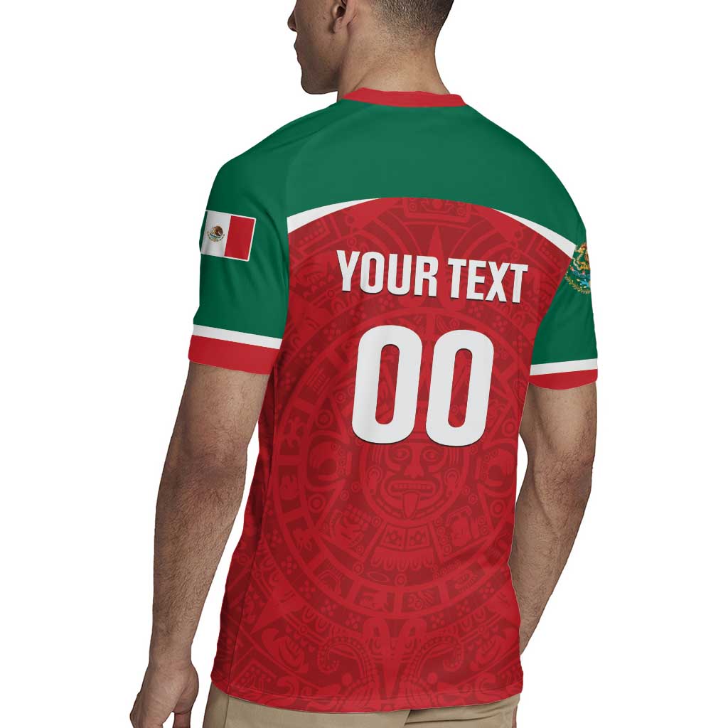 Custom Baseball Mexico Diablos Rojos Rugby Jersey Red Devils Aztec Pattern