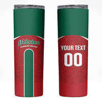 Custom Baseball Mexico Diablos Rojos Skinny Tumbler Red Devils Aztec Pattern