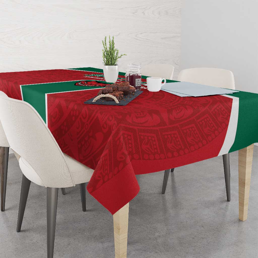 Baseball Mexico Diablos Rojos Tablecloth Red Devils Aztec Pattern