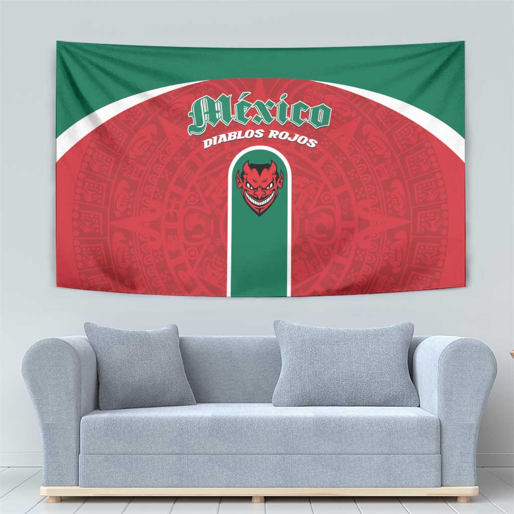 Baseball Mexico Diablos Rojos Tapestry Red Devils Aztec Pattern
