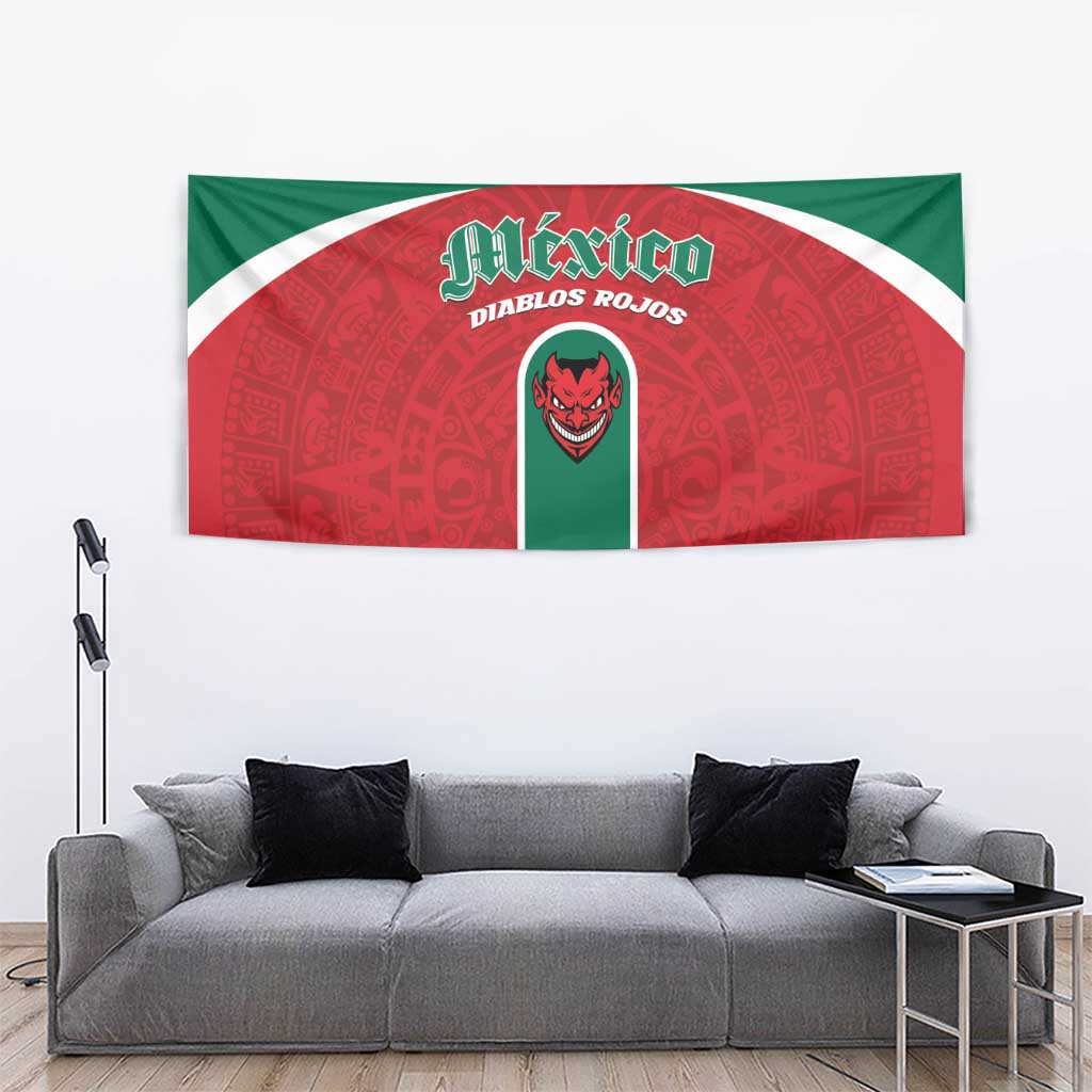 Baseball Mexico Diablos Rojos Tapestry Red Devils Aztec Pattern
