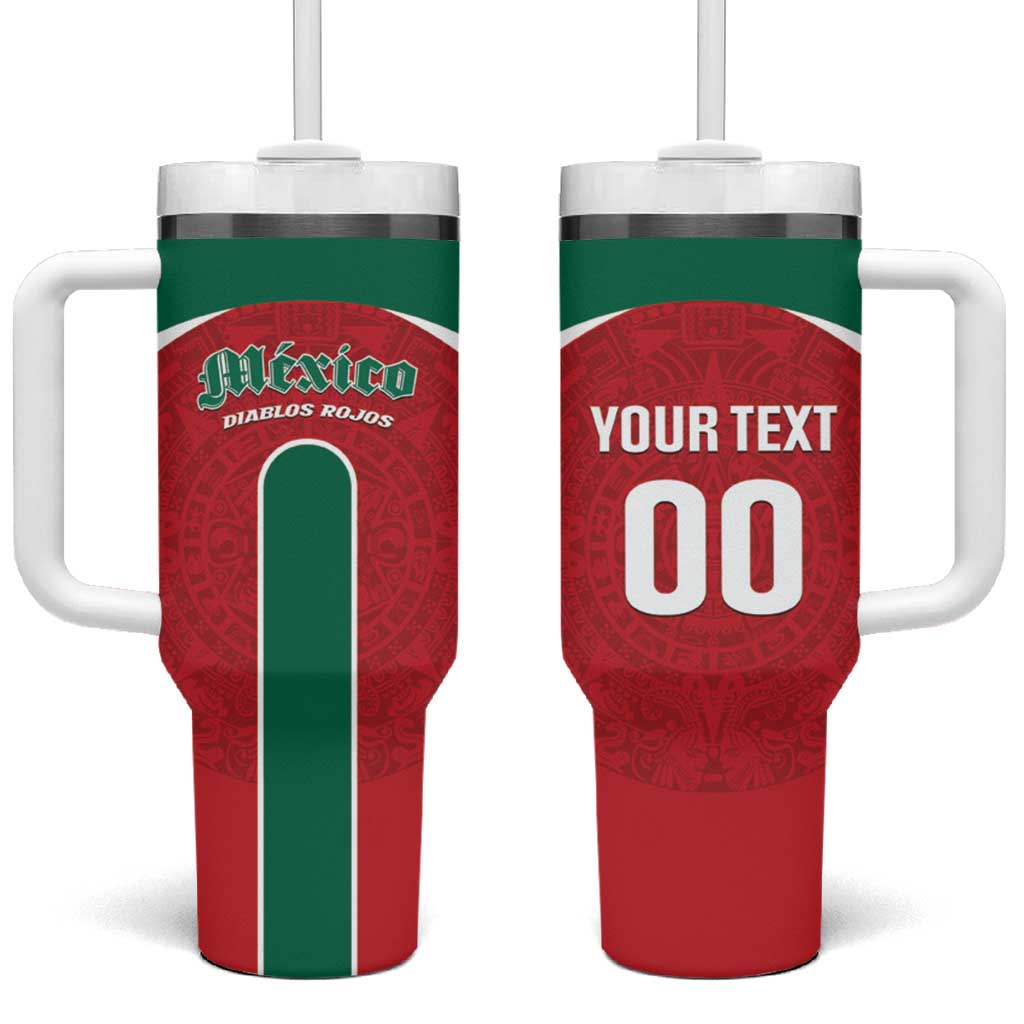 Custom Baseball Mexico Diablos Rojos Tumbler With Handle Red Devils Aztec Pattern